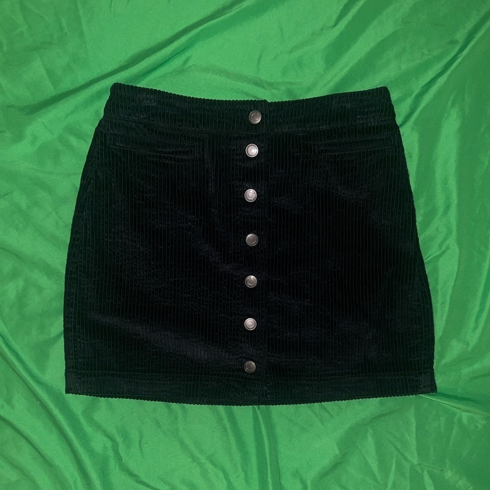 Wilfred Free Corduroy Black A-Line Button Down Mini Skirt size 8 - Picture 2 of 7